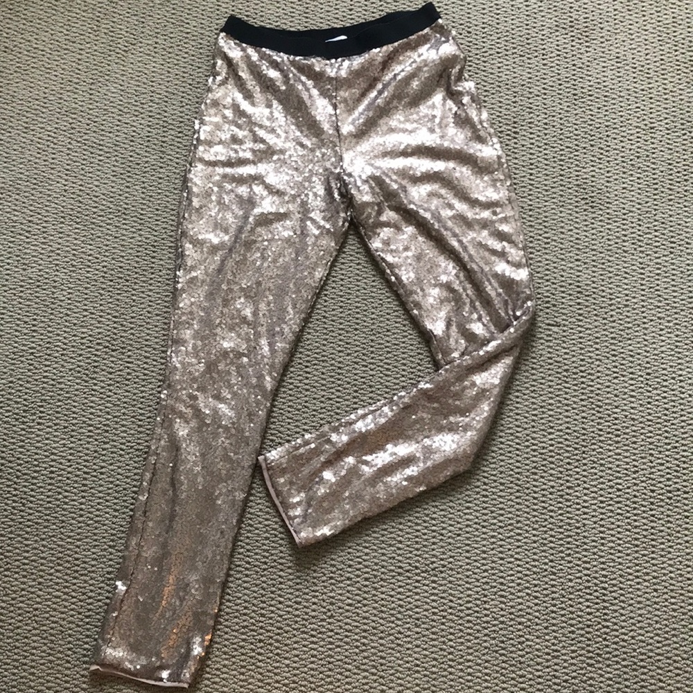 Rose gold sequin pants size small